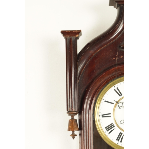 1127 - A 19TH CENTURY GOTHIC STYLE VIENNA REGULATOR WALL CLOCK, the glazed case with lancet pediment and mo... 