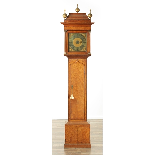 1135 - WILLIAM CRAWSHAW, WORSBOROUGH/BARNSLEY. AN EARLY 18TH CENTURY BURR ELM AND OAK LONGCASE, the case of... 