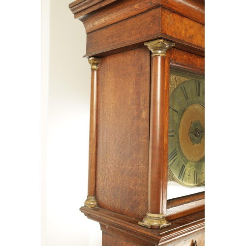 1135 - WILLIAM CRAWSHAW, WORSBOROUGH/BARNSLEY. AN EARLY 18TH CENTURY BURR ELM AND OAK LONGCASE, the case of... 