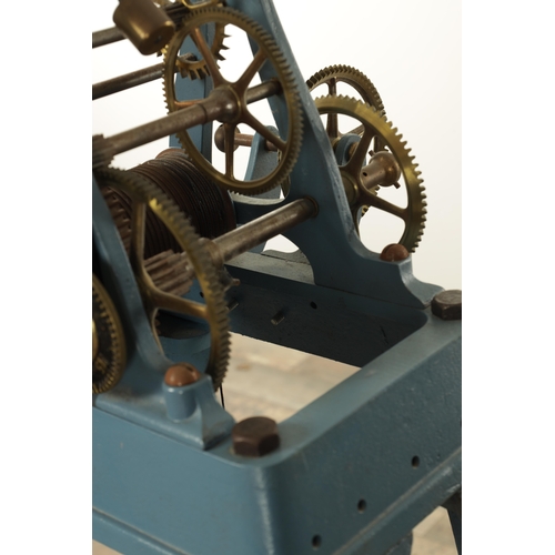 1138 - LINDEROTH STOCKHOLM. AN EARLY 20TH CENTURY WEIGHT DRIVEN TURRET CLOCK with cast iron painted frame o... 