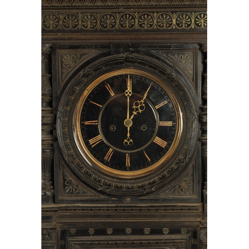 1139 - AN UNUSUAL LATE 19TH CENTURY GERMAN VIENNA-STYLE REGULATOR WALL CLOCK, having a carved ebonised bras... 