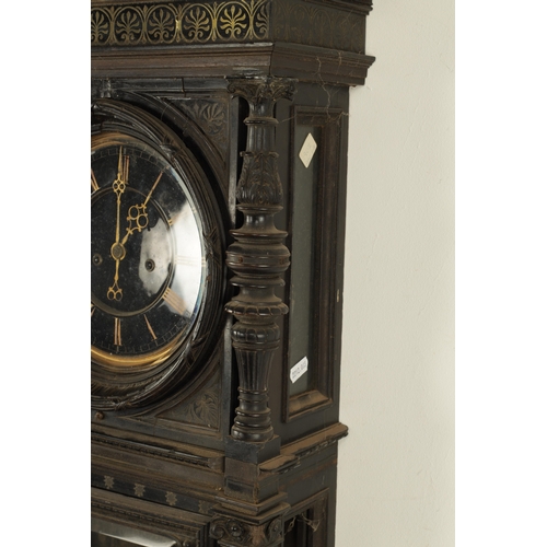 1139 - AN UNUSUAL LATE 19TH CENTURY GERMAN VIENNA-STYLE REGULATOR WALL CLOCK, having a carved ebonised bras... 