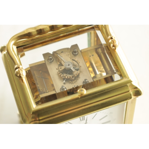 1141 - A 19TH CENTURY FRENCH BRASS GORGE CASE STRIKING AND REPEATING CARRIAGE CLOCK WITH ALARM the signed w... 