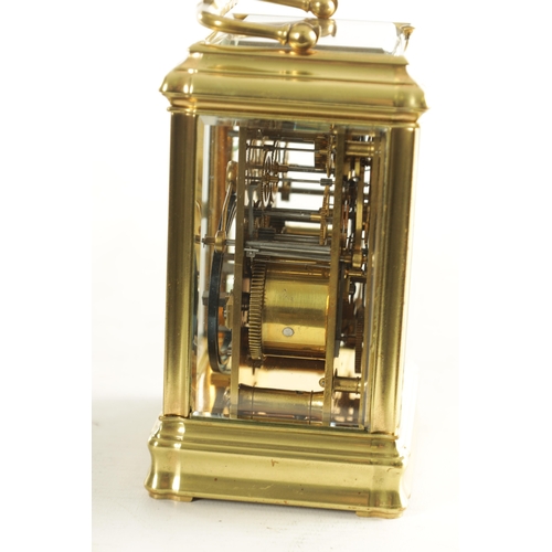 1141 - A 19TH CENTURY FRENCH BRASS GORGE CASE STRIKING AND REPEATING CARRIAGE CLOCK WITH ALARM the signed w... 