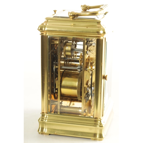 1141 - A 19TH CENTURY FRENCH BRASS GORGE CASE STRIKING AND REPEATING CARRIAGE CLOCK WITH ALARM the signed w... 