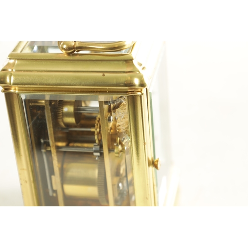 1141 - A 19TH CENTURY FRENCH BRASS GORGE CASE STRIKING AND REPEATING CARRIAGE CLOCK WITH ALARM the signed w... 