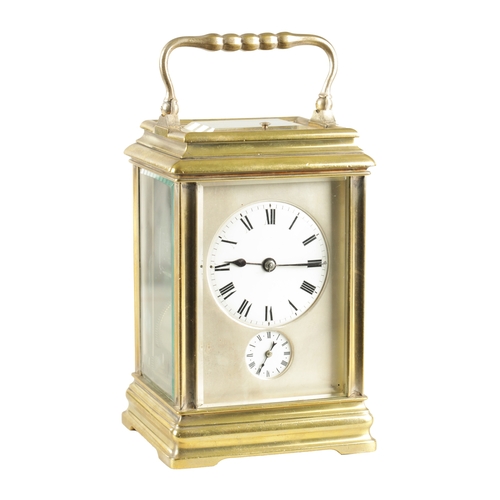 1146 - A LARGE LATE 19TH CENTURY FRENCH GRAND SONNERIE QUARTER CHIMING CARRIAGE CLOCK WITH ALARM having a b... 