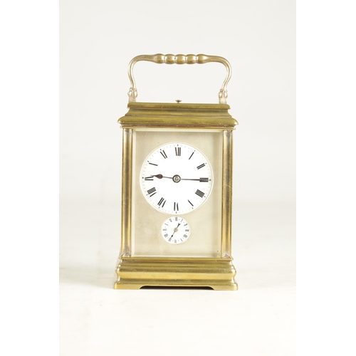 1146 - A LARGE LATE 19TH CENTURY FRENCH GRAND SONNERIE QUARTER CHIMING CARRIAGE CLOCK WITH ALARM having a b... 