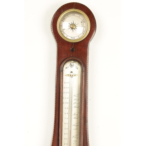 1148 - ANONE, 87 HOLBORN, LONDON. A GEORGE III INLAID MAHOGANY WHEEL BAROMETER having a rounded top and inl... 