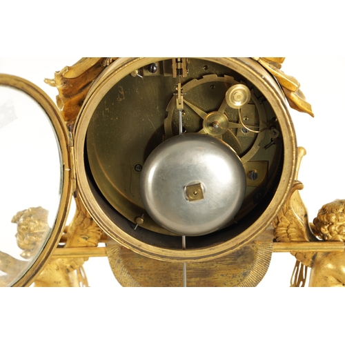 1149 - DETOUR, PARIS. A FINE LATE 18TH CENTURY ORMOLU AND WHITE MARBLE MANTEL CLOCK, the case surmounted by... 