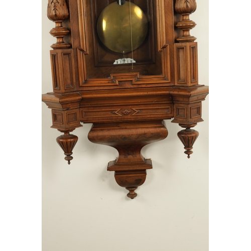 1150 - A LATE 19TH CENTURY WALNUT GRAND SONNERIE VIENNA REGULATOR, the glazed case with reeded columns and ... 