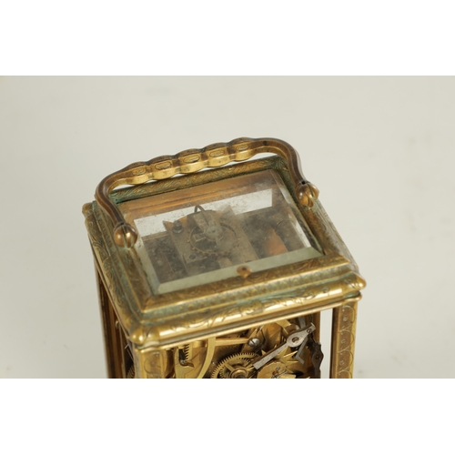 1154 - A LATE 19TH CENTURY FRENCH ENGRAVED BRASS AND SERVES STYLE PORCELAIN PANELLED REPEATING CARRIAGE CLO... 