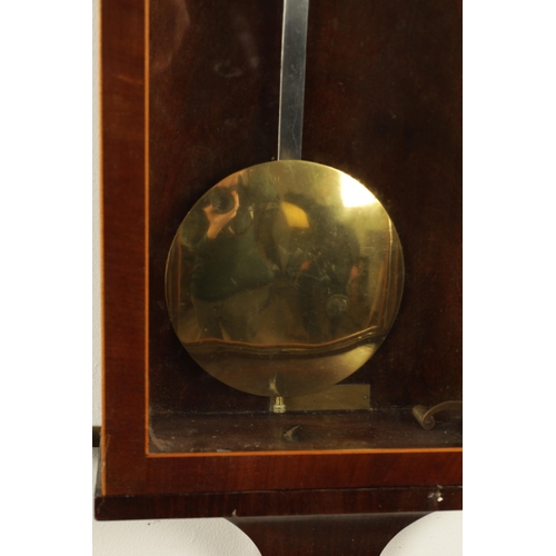 1155 - AN EARLY VIENNA REGULATOR WALL CLOCK WITH SILK SUSPENSION, the glazed mahogany case with boxwood str... 