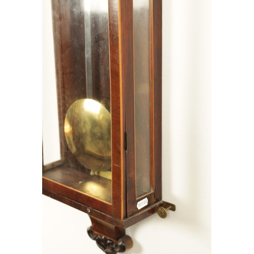 1155 - AN EARLY VIENNA REGULATOR WALL CLOCK WITH SILK SUSPENSION, the glazed mahogany case with boxwood str... 