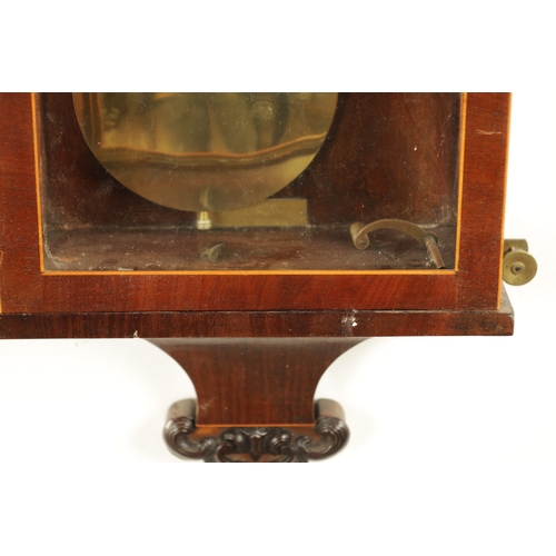 1155 - AN EARLY VIENNA REGULATOR WALL CLOCK WITH SILK SUSPENSION, the glazed mahogany case with boxwood str... 