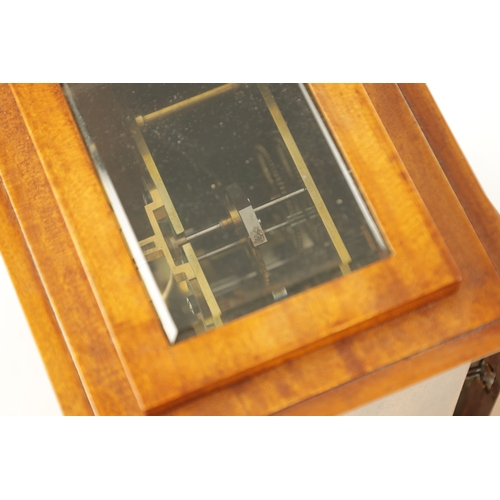 1156 - A SMALL 19TH CENTURY SATINWOOD FUSEE LIBRARY CLOCK WITH CALENDAR, the glazed rectangular case enclos... 