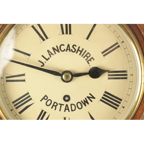 1166 - J. LANCASHIRE PORTADOWN. A 19TH CENTURY OAK CASED EIGHT-DAY FUSEE 8” DIAL CLOCK with spun bezel encl... 