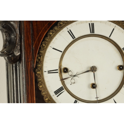 1168 - A 19TH CENTURY BIEDERMEIER VIENNA GRAND SONNERIE REGULATOR WALL CLOCK, having a slender glazed rosew... 