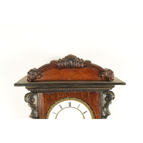 1168 - A 19TH CENTURY BIEDERMEIER VIENNA GRAND SONNERIE REGULATOR WALL CLOCK, having a slender glazed rosew... 