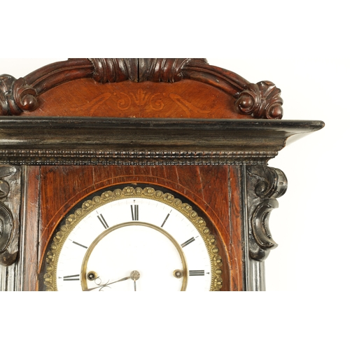 1168 - A 19TH CENTURY BIEDERMEIER VIENNA GRAND SONNERIE REGULATOR WALL CLOCK, having a slender glazed rosew... 