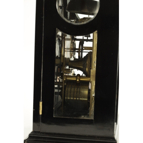 1171 - ALEX WILSON, LONDON. A GEORGE III EBONISED VERGE BRACKET CLOCK the bell top case with moulded glazed... 