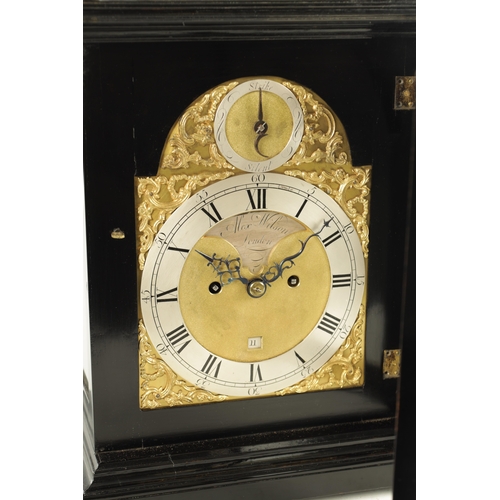 1171 - ALEX WILSON, LONDON. A GEORGE III EBONISED VERGE BRACKET CLOCK the bell top case with moulded glazed... 