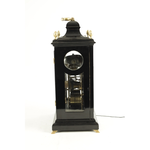 1171 - ALEX WILSON, LONDON. A GEORGE III EBONISED VERGE BRACKET CLOCK the bell top case with moulded glazed... 