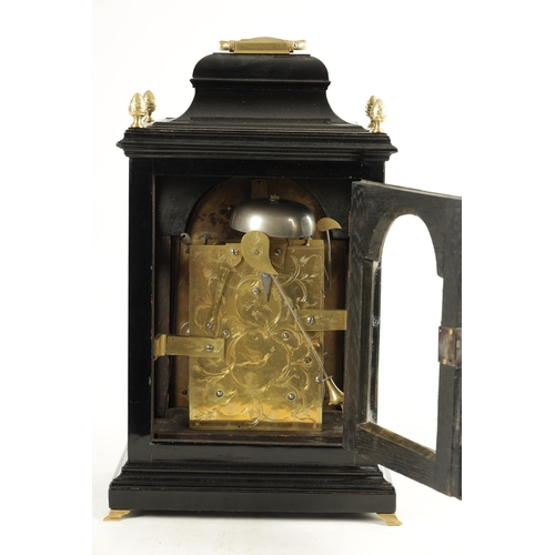 1171 - ALEX WILSON, LONDON. A GEORGE III EBONISED VERGE BRACKET CLOCK the bell top case with moulded glazed... 