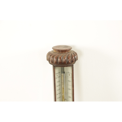 1172 - T. HEMSLEY, LONDON. A MID 19TH CENTURY MAHOGANY CASED MARINE BAROMETER the barley twist case with ca... 