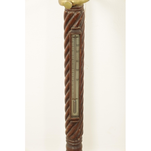 1172 - T. HEMSLEY, LONDON. A MID 19TH CENTURY MAHOGANY CASED MARINE BAROMETER the barley twist case with ca... 