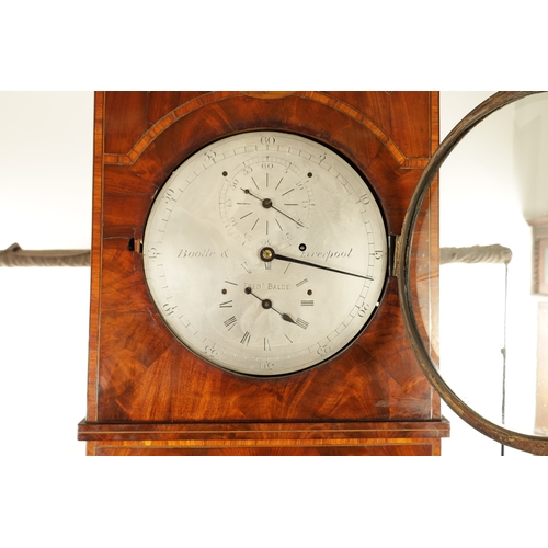 1174 - BOOTLE & FRED K. BALDE, LIVERRPOOL. A REGENCY FIGURED MAHOGANY DOMESTIC REGULATOR LONGCASE CLOCK, th... 