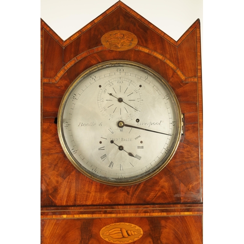 1174 - BOOTLE & FRED K. BALDE, LIVERRPOOL. A REGENCY FIGURED MAHOGANY DOMESTIC REGULATOR LONGCASE CLOCK, th... 