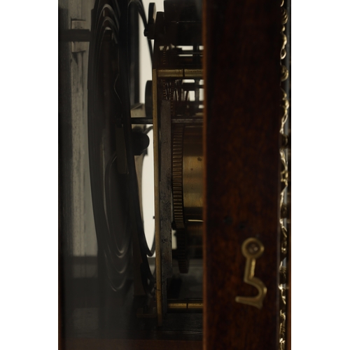 1176 - A 19TH CENTURY INLAID BIEDERMEIER GRAND SONNERIE VIENNA REGULATOR WALL CLOCK, the unusual glazed ros... 