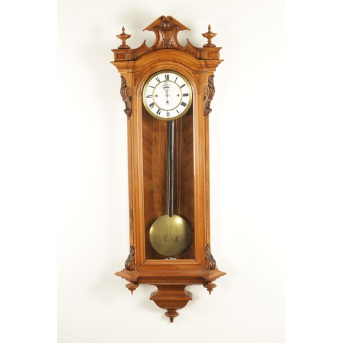 1177 - A LARGE 19TH CENTURY WALNUT GRAND SONNERIE VIENNA REGULATOR WALL CLOCK, the glazed case with shaped ... 