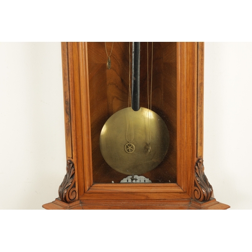 1177 - A LARGE 19TH CENTURY WALNUT GRAND SONNERIE VIENNA REGULATOR WALL CLOCK, the glazed case with shaped ... 