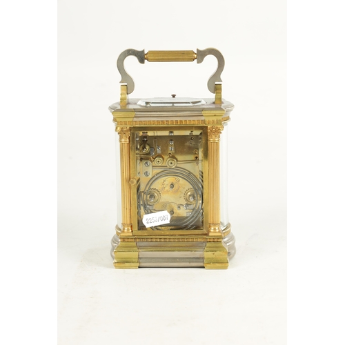 1179 - A LATE 19TH CENTURY FRENCH BRASS AND SILVERED REPEATING CARRIAGE CLOCK WITH BOWED SIDES the shaped f... 