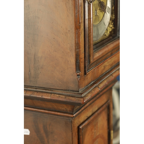 1180 - AN EARLY 20TH CENTURY WALNUT WEIGHT DRIVEN GRANDDAUGHTER CLOCK WITH SPHERICAL MOON, the good quality... 