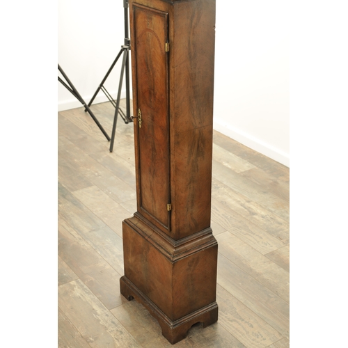 1180 - AN EARLY 20TH CENTURY WALNUT WEIGHT DRIVEN GRANDDAUGHTER CLOCK WITH SPHERICAL MOON, the good quality... 