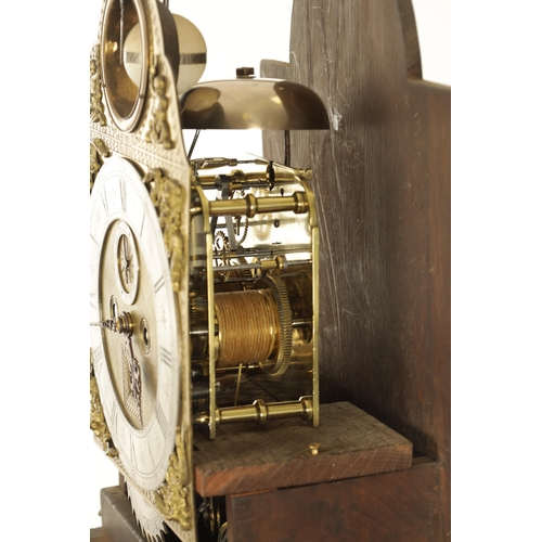 1180 - AN EARLY 20TH CENTURY WALNUT WEIGHT DRIVEN GRANDDAUGHTER CLOCK WITH SPHERICAL MOON, the good quality... 