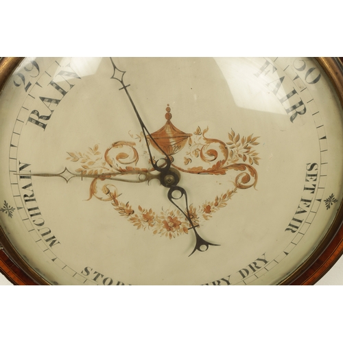 1184 - A. BARNASCHINA, GRAVESEND. A LARGE REGENCY FIGURED MAHOGANY BAROMETER WITH EIGHT DAY FUSEE CLOCK, th... 