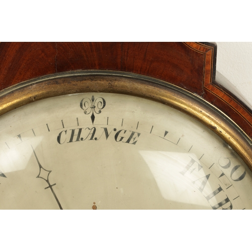 1184 - A. BARNASCHINA, GRAVESEND. A LARGE REGENCY FIGURED MAHOGANY BAROMETER WITH EIGHT DAY FUSEE CLOCK, th... 