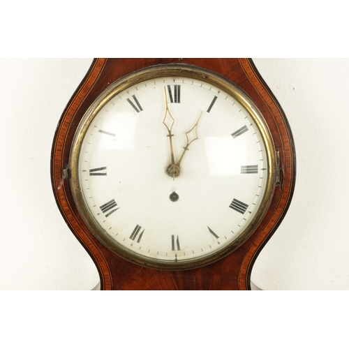 1184 - A. BARNASCHINA, GRAVESEND. A LARGE REGENCY FIGURED MAHOGANY BAROMETER WITH EIGHT DAY FUSEE CLOCK, th... 