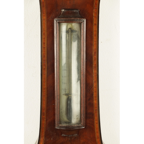 1184 - A. BARNASCHINA, GRAVESEND. A LARGE REGENCY FIGURED MAHOGANY BAROMETER WITH EIGHT DAY FUSEE CLOCK, th... 