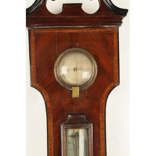 1184 - A. BARNASCHINA, GRAVESEND. A LARGE REGENCY FIGURED MAHOGANY BAROMETER WITH EIGHT DAY FUSEE CLOCK, th... 