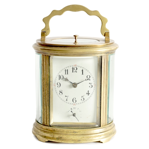 1185 - A LATE 19TH CENTURY FRENCH OVAL GRAND SONNERIE REPEATING CARRIAGE CLOCK the white enamel dial with A... 