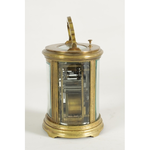 1185 - A LATE 19TH CENTURY FRENCH OVAL GRAND SONNERIE REPEATING CARRIAGE CLOCK the white enamel dial with A... 