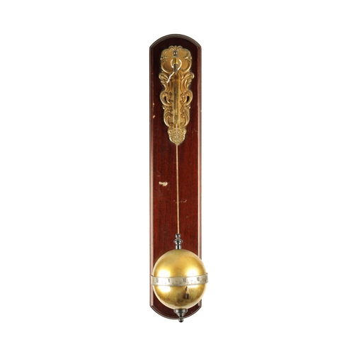 1188 - THWAITES AND REED. A 1970'S FALLING BALL GRAVITY CLOCK mounted on a mahogany board with a moulded bo... 