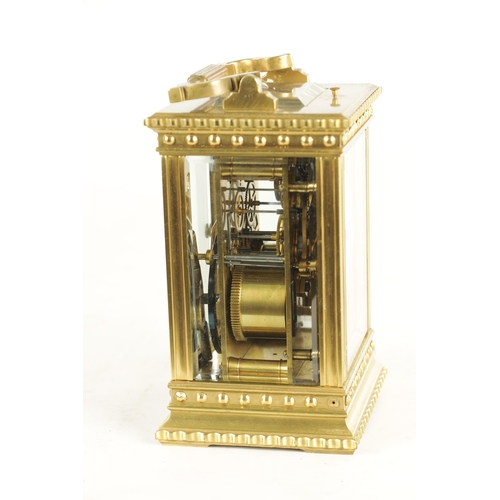 1190 - HENRI JACOT. A LARGE LATE 19TH CENTURY FRENCH BRASS CASED REPEATING CARRIAGE CLOCK the gilt engine t... 