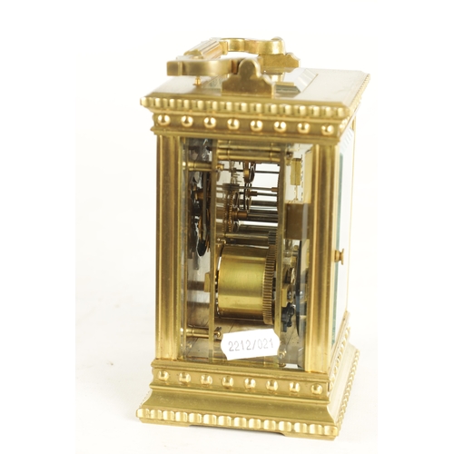 1190 - HENRI JACOT. A LARGE LATE 19TH CENTURY FRENCH BRASS CASED REPEATING CARRIAGE CLOCK the gilt engine t... 