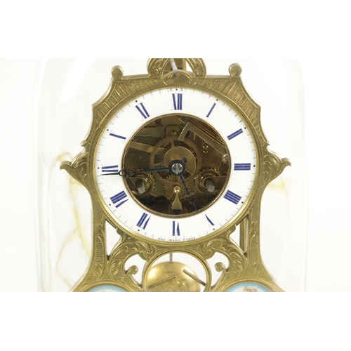 1191 - HENRI MARC, PARIS. A MID 19TH CENTURY FRENCH GILT BRASS PORCELAIN PANELLED SKELETON CLOCK having an ... 